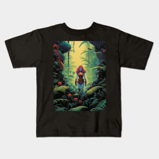 Blue Woman in the Woods Kids T-Shirt